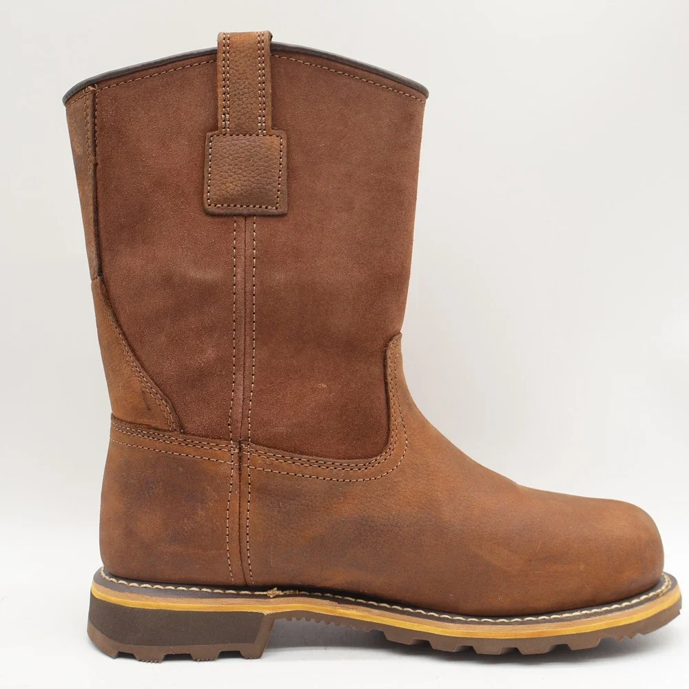 Carhartt Waterproof Pull-On Work Boot Mens 9 Brown Leather Soft Toe CMP1053